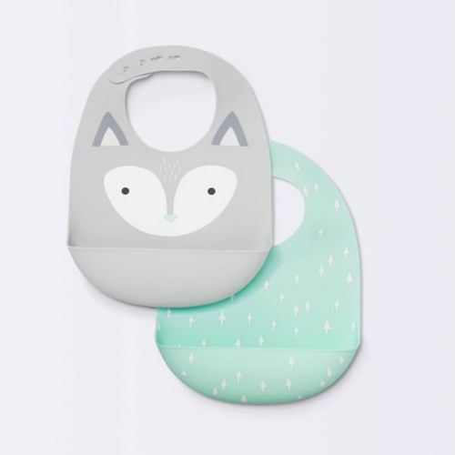 Silicone Bibs with Decal - Cloud Island™ Gray Fox & Green Arrows