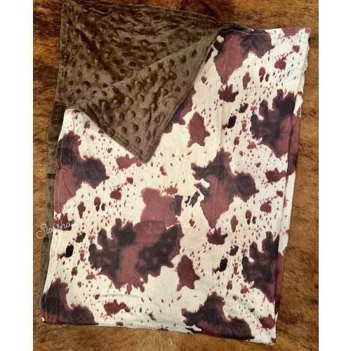 Cowprint baby Minky blanket