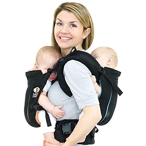 TwinGo Carrier - Air Model - Classic Black - Great for All Seasons - Breathable Mesh - Fully Adjustable Tandem or 2 Single Baby Carrier for Men, Woman XS-XXL - Twins and Babies 10-45 lbs