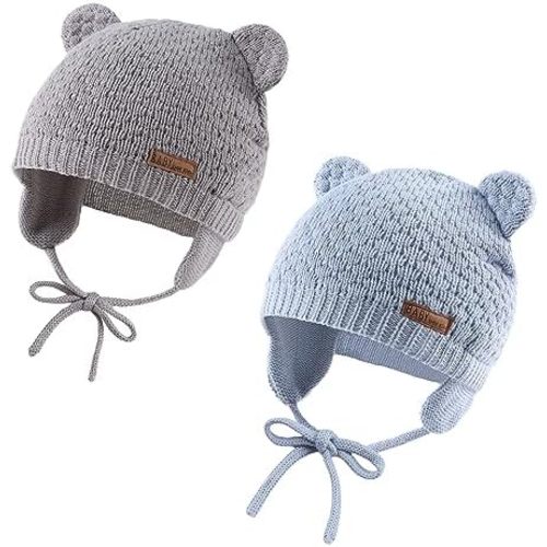 JANGANNSA Cute Knitted Boys Girls Christmas Beanie Warm Earflap Winter Hat Infant Toddler Baby Beanie 0-2Y