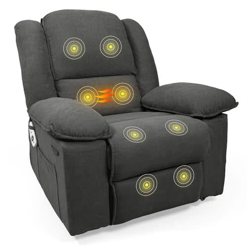 FLEXISPOT Rocker Recliner Chair for Adults - Massage Rocker Recliner Chair w/Heat & Vibration, 270° Swivel Glider Single Sofa for Living Room Bedroom, Brown (XRC2)