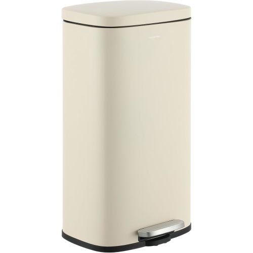 happimess HPM1011I Curtis 8-Gallon Step-Open Trash Can, Fingerprint Resistant, Modern, Minimalistic for Home, Kitchen, Laundry Room, Office, Bedroom, Bathroom, Limestone Beige