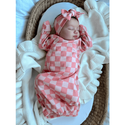 Strawberry/Rosy Checkerboard / Organic Gown