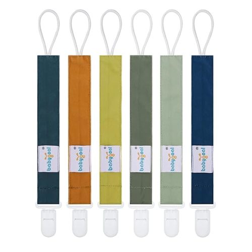 babygoal Neutral Pacifier Clips, 6 Pack Binky Paci Holder Leashes Fits for Most Pacifiers and Binkies