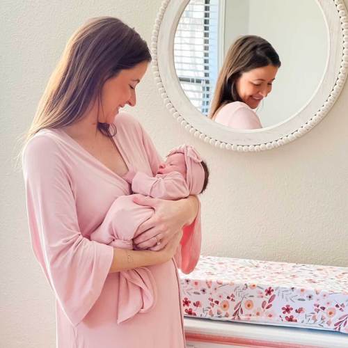 Solid Petal Pink Bamboo Knit Maternity Robe