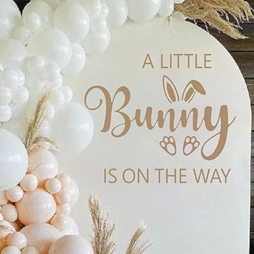 A Little Bunny is On The Way Sign Balloon Arch Decor Sticker,Baby Shower Party Rabbit Themed Decal Sign,Gender Reveal Party Decorations, for Spring Easter Rabbit Themed Baby Shower