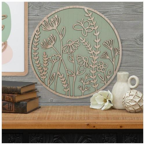 Cozy Garden Round Wood Wall Decor