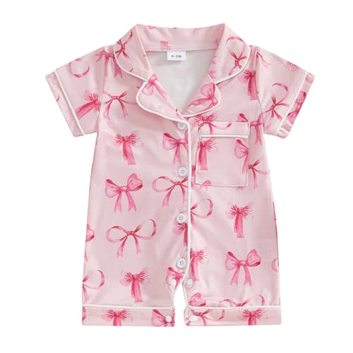 Newborn Summer Pajamas Baby Boy Girl Button Down Romper Cute Infant Sleepwear One-Piece Pjs