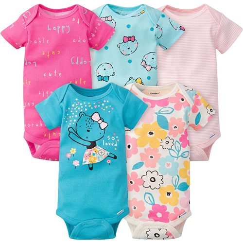 Gerber baby-girls 5-pack Short Sleeve Variety Onesies Bodysuits