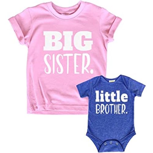 Big Sister Little Brother Outfit Matching Shirts Sets Baby Newborn Outfits Shirt