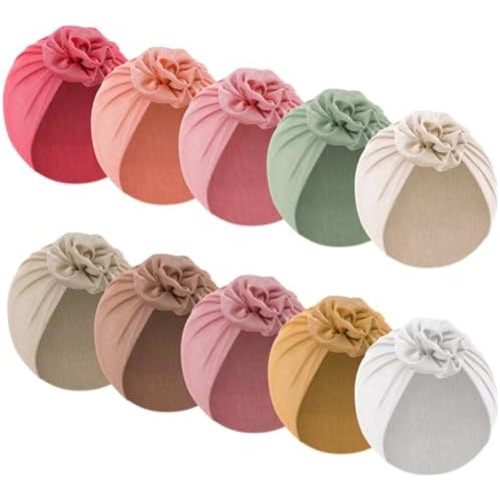 10 Pcs Preemie Hats Cotton Preemie Caps Bows Turban Premature Baby Boys Girls Hospital NICU Hat
