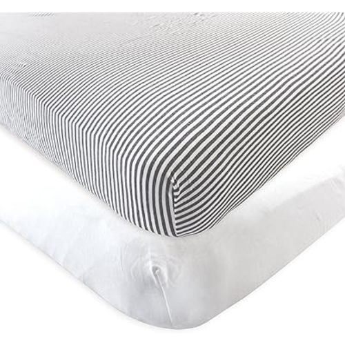Touched by Nature Unisex Baby and Toddler Organic Cotton Crib Sheet, White Heather Charcoal, One Size