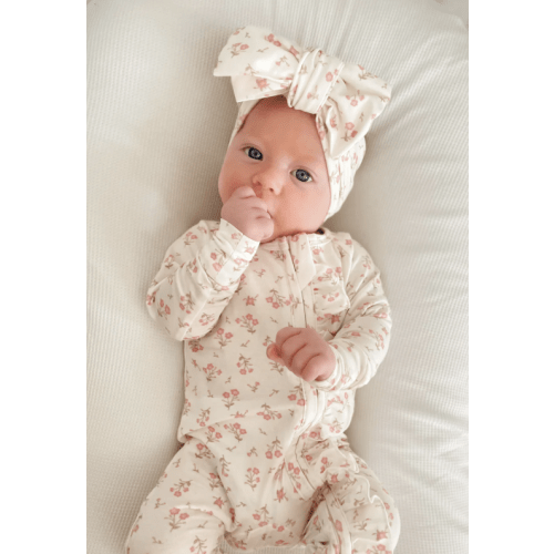Frill Zip Romper | Paisley Peony – Little and Fern