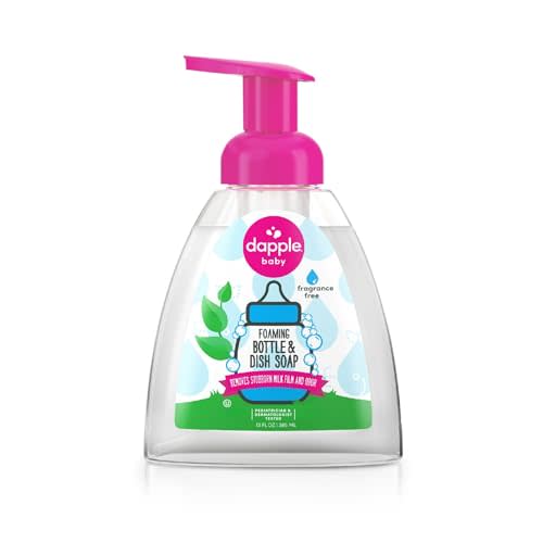 Dapple Baby - Fragrance-Free Foaming Baby Bottle & Dish Soap - 13 fl oz | Cleans Bottles, Sippy Cups, Pacifiers, Breast Pumps, & More, Gently Removes Milk Film & Odors, Fragrance Free