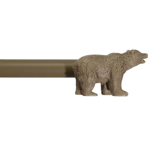 Urbanest Farmhouse Bear 3/4" Adjustable Curtain Rod – Heavy-Duty Telescoping Drapery Rod with Decorative Bear Finials – Extendable Window Rod for Curtains & Drapes, 48"–84″, Cottage Beige