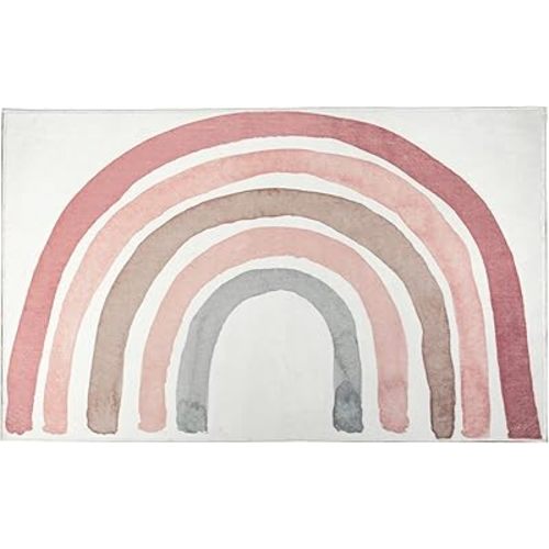 Levtex Baby - Rainbow - Rug/Carpet - 3 x 5 (36in. X 60in.) - Cream, Pink, Mauve, Blush, Grey - 100% Polyester - Woven Fabric Backing