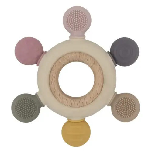 Playground Silicone Multi Surface Teething Wheel Rose | Baby Bunting AU