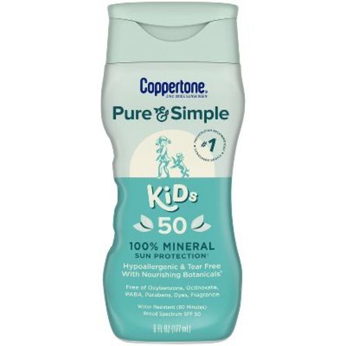 Coppertone Pure And Simple Kids Mineral Sunscreen Lotion - Spf 50 - 6 Fl Oz