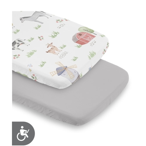 Farm Animals Collection 2 Pack Baby Bassinet Fitted Sheets