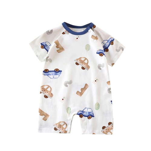 Summer Savings Clearance 2025! THDHVS Baby Onesies,Newborn Onesies Boy,Summer Short Sleeve Thin Cotton Newborn Clothes Baby Jumpsuit Cute Print Clothes for Boys Girls Blue 6-9 Months