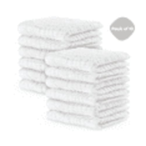 Muslin Cotton Baby Washcloths, 10x10, Soft for Sensitive Skin, Newborn Essentials, Pack of 10 (White)