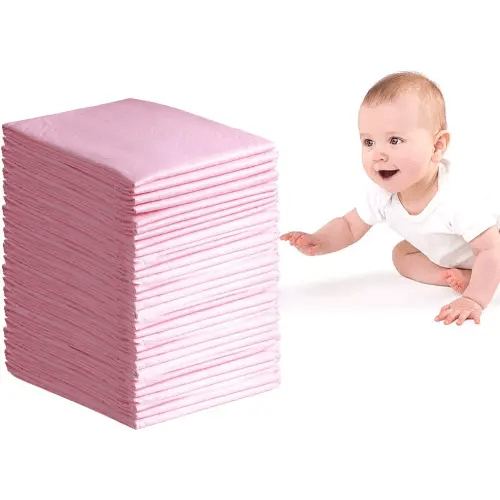 Disposable Changing Pad, 50 Pack 24×18 inch Portable Changing Table Pads Absorbency Mattress Pad Protector Pet Training and Puppy Pads Changing Pads for Baby Waterproof Incontinence Changing Mat（Pink）
