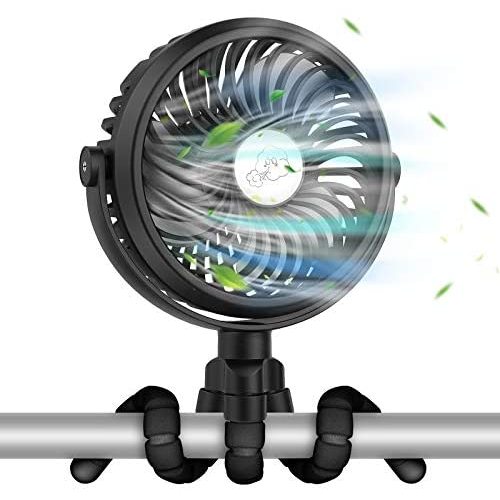 VASG Battery Operated Stroller Fan, Portable Handheld Mini Fan Clip on Fan with Flexible Tripod, USB or Battery Powered Desk Fan, 3 Speeds and Rotatable Personal Fan for Car Seat, Crib, Bike, Camping