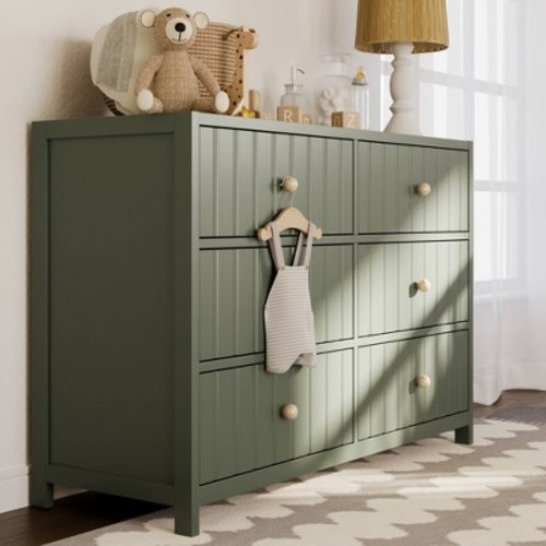 Graco Teddi 6-Drawer Double Dresser - Olive
