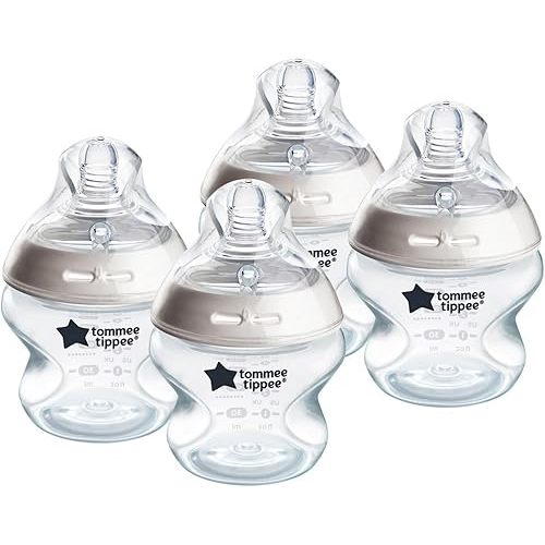 Tommee Tippee Natural Start Anti-Colic BPA Free Baby Bottles, 5oz, Newborn 0+ Months, Slow Flow Breast-Like Nipple, Designed for Seamless Transitions Between Bottle and Breast, Pack of 4
