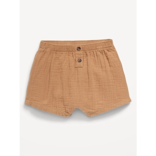 Double-Weave Button-Front Shorts for Baby