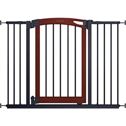Summer Infant Essex Craft Safety Baby Gate,Solid Wood Cherry Stain Arched Doorway,Charcoal Gray Metal Frame-30” Tall, Fits Openings up to 28” to 42” Wide, Baby and Pet Gate for Doorways and Stairways