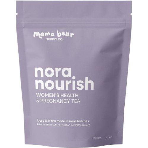 Nora Nourish Organic Pregnancy Tea – Red Raspberry Leaf Herbal Blend for Third Trimester, Postpartum & Women's Health – Caffeine-Free Loose Leaf Tea (2 oz (30 servings))