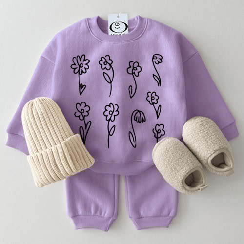 Baby Sketch Flowers 2-piece Purple Set