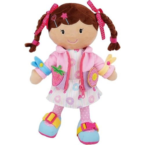 June Garden 15.5" Dressy Friends Daisy - Educational Stuffed Plush Doll for Kids and Toddlers 2 Years and Up - Montessori Buckle Soft Toy
