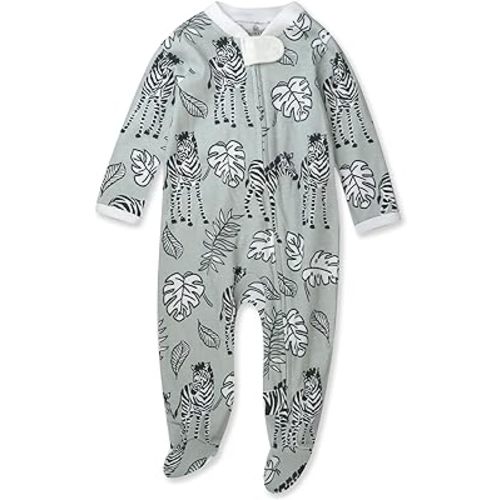 HonestBaby Baby Girls' Sleep and Play Footed Pajamas One-Piece Sleeper Jumpsuit Zip-front Pjs Organic Cotton