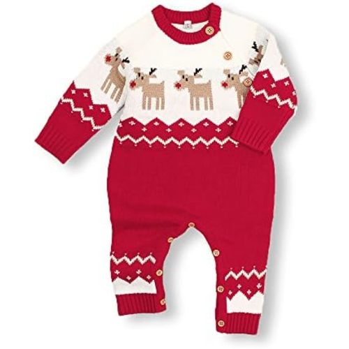 mimixiong Baby Christmas Sweater Toddler Reindeer Outfit Long Sleeve Red Clothes