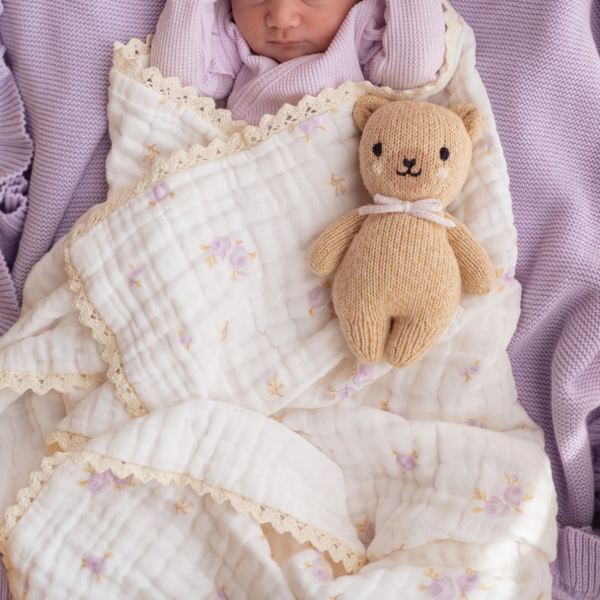 Gauze Lace Blanket | Lilac Floral – Little and Fern