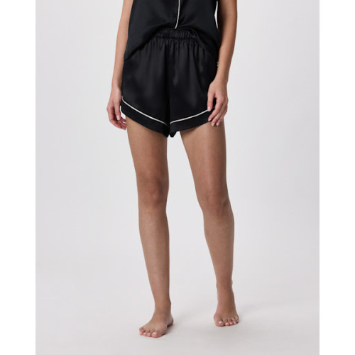 100% Washable Silk Satin Pajama Shorts in Black