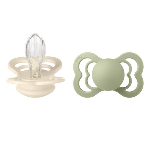 Bibs Supreme Silicone Pacifier - 6-18 Months - Size 2 - 2pk - Iron/baby Blue
