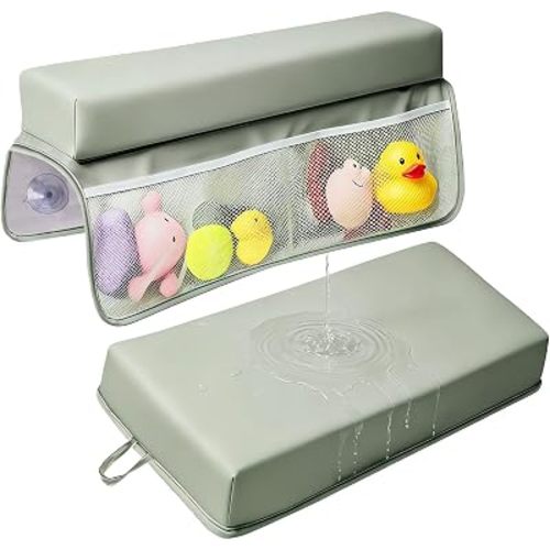 Baby Waterproof Vegan Leather Bath Kneeler and Elbow Rest Pad Set