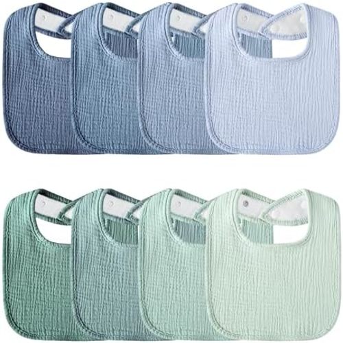 Muslin Baby Bibs 8-Pack Baby Drool Bandana Bibs for Baby Girls Boys Infant Newborn Toddler Drooling and Teething