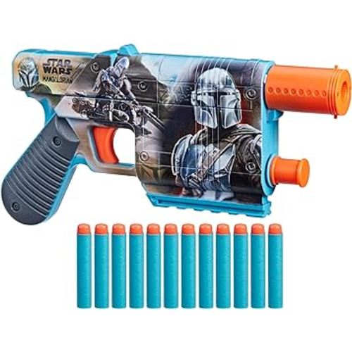 NERF Star Wars The Mandalorian Dart Blaster, 12 Elite Darts, Internal Clip, Toy Foam Blasters for 8 Year Old Boys & Girls & Up