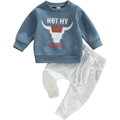 Western Baby Boy Clothes Cow Print Short Sleeve T- Shirt Top Casual Pants Set 2Pcs Summer Toddler Cowboy Outfits