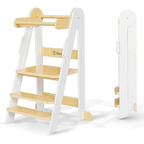 Toddler Tower - CPSC Certified Toddler Chair Tower with 3 Height Adjustable Step Stool, Safety Bar, Screw Covers - Montessori Stool for Sink, Kids Standing