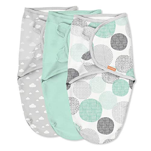 SwaddleMe by Ingenuity Original Swaddle - Size Small/Medium, 0-3 Months, 3-Pack (Floating Geo)