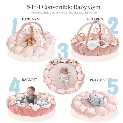 5-in-1 Thick & Plush Baby Play Gym, Tummy Time Play Mat with - TikTok Shop