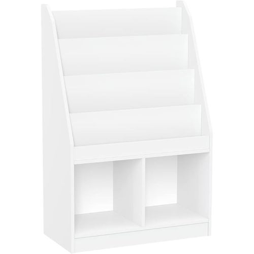 RiverRidge Kids Bookshelf & Toy Storage Organizer with 4 Book Racks, 2 Cubbies - Versatile Toy Organizer for Bedroom or Playroom Book Nook Toy Tidy