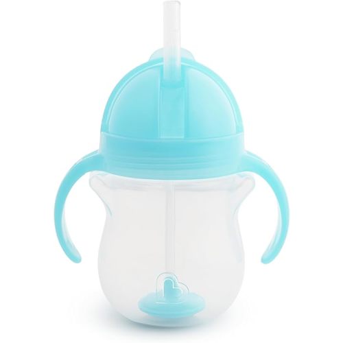 Munchkin Any Angle Sippy Cup for Toddlers, Weighted Straw Trainer Cup with Click Lock Lid, 7 Ounce, Blue