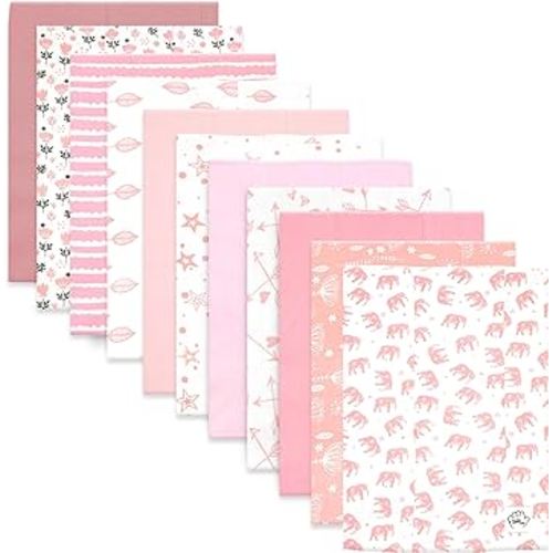 Baby Burp Cloths for Boys and Girls - 11 Pack Large 100% Cotton - Double Layered Extra Absorbent Burp Rags, Pink