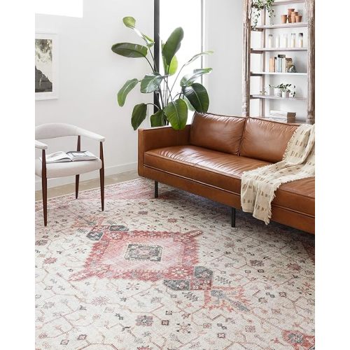 Loloi II Skye Collection SKY-02 Ivory/Berry 5'-0" x 7'-6" Area Rug